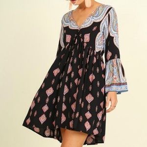 Umgee Bell Sleeve Tunic Dress